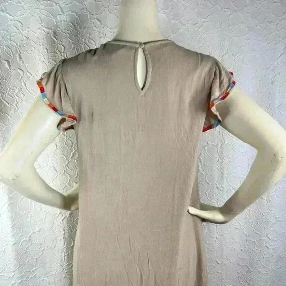 Savanna jane tan Aztec embroidered ruffle cap sleeve mini Dress - Picture 4 of 7